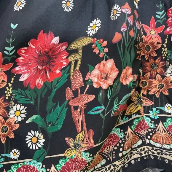 Natural Life Shorts XXL Floral Mushroom Boho Elastic Waist Pockets - Picture 2 of 11